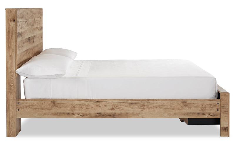 Derekson Storage Bed with 2 Built-In Footboard Drawers, Natural - Full Size