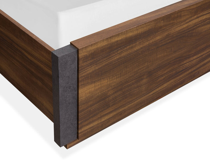 Scott Living Dante Panel Bed with Headboard & Frame, Brown - King Size