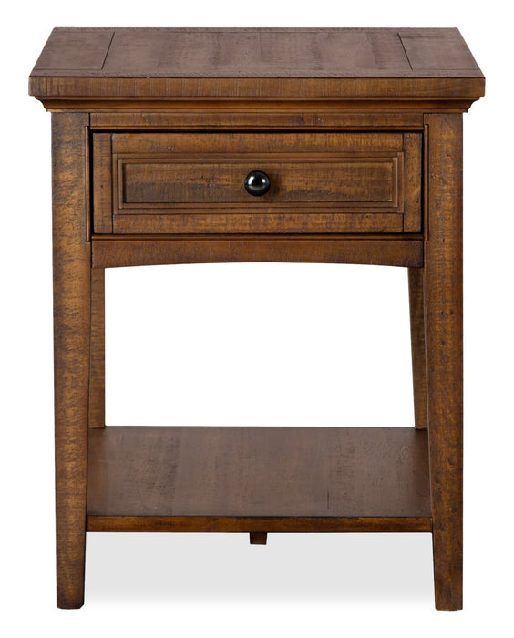 Hanson 20” Traditional Pine End Table with Storage - Toasted Nutmeg