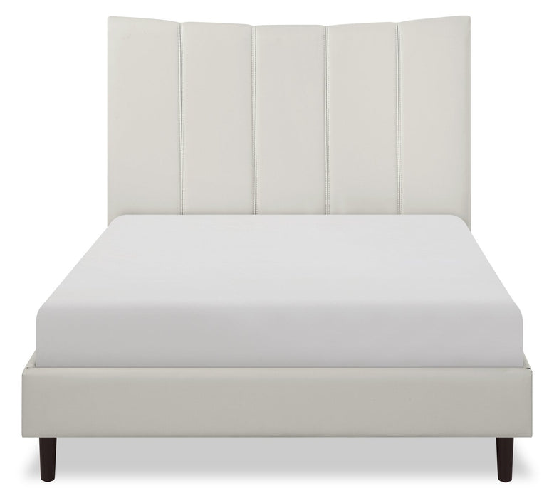 Paseo Platform Bed in Taupe Vegan-Leather Fabric - Full Size