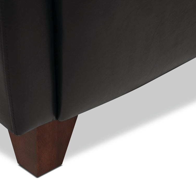 Zello 29.92\" Faux Leather Accent Chair with Wood Legs - Black