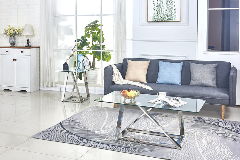 Briar 22\" Modern Glass Top End Table - Silver