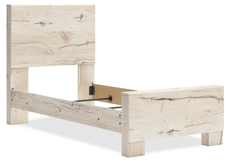 Derekson Panel Bed with Headboard & Frame for Kids, Rustic White - Twin Size