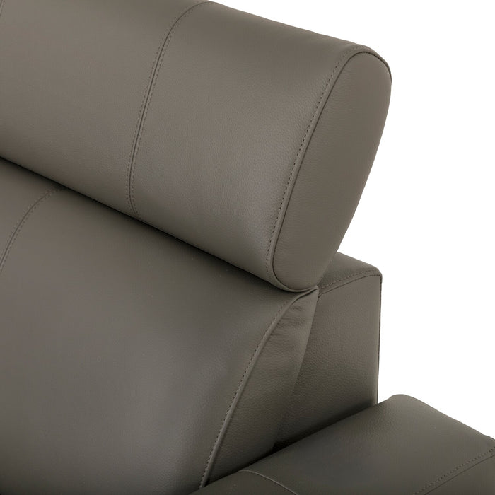 Valentino 3-Piece Left-Facing Genuine Leather Power Reclining Sectional with Adjustable Headrests - Grey