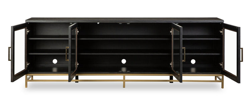 Cresset 84” Modern Solid Wood TV Stand with Storage and Cable Management for TVs up to 90\" - Coffee Bean