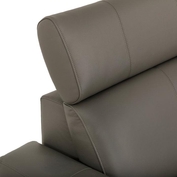 Valentino 3-Piece Right-Facing Genuine Leather Power Reclining Sectional with Adjustable Headrests - Grey