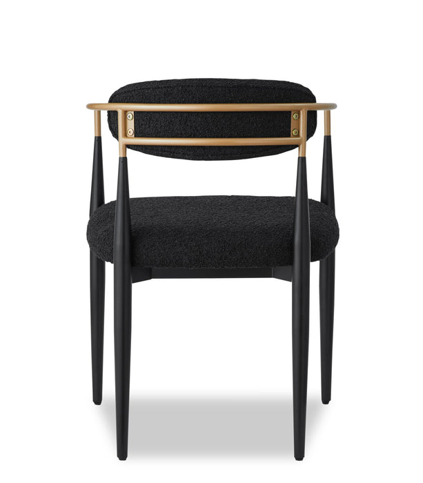 Kort & Co. Capri Dining Armchair with Boucle Fabric & Gold Accent, Metal - Black