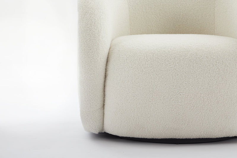 Solo 31.1\" Sherpa Fabric Curved Accent Chair - Ice Cream 