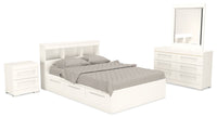 Riley Mates Bed 6pc Set with Bookcase Headboard, Dresser, Mirror & Nightstand, White - Full Size 