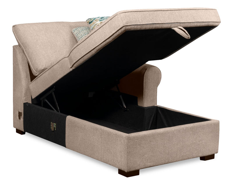 Scott Living Haven 3-Piece Left-Facing Chenille Fabric Cuddler Sleeper Sectional with Storage - Taupe