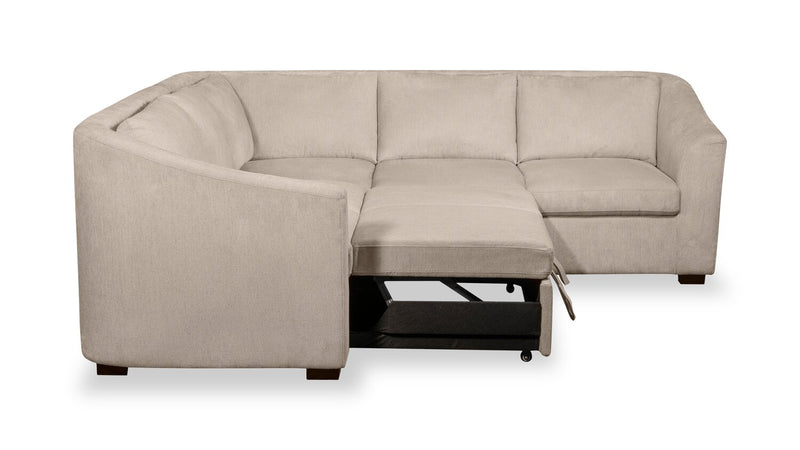 Envy 2-Piece Left-Facing Chenille Fabric Sleeper Sectional - Almond Beige