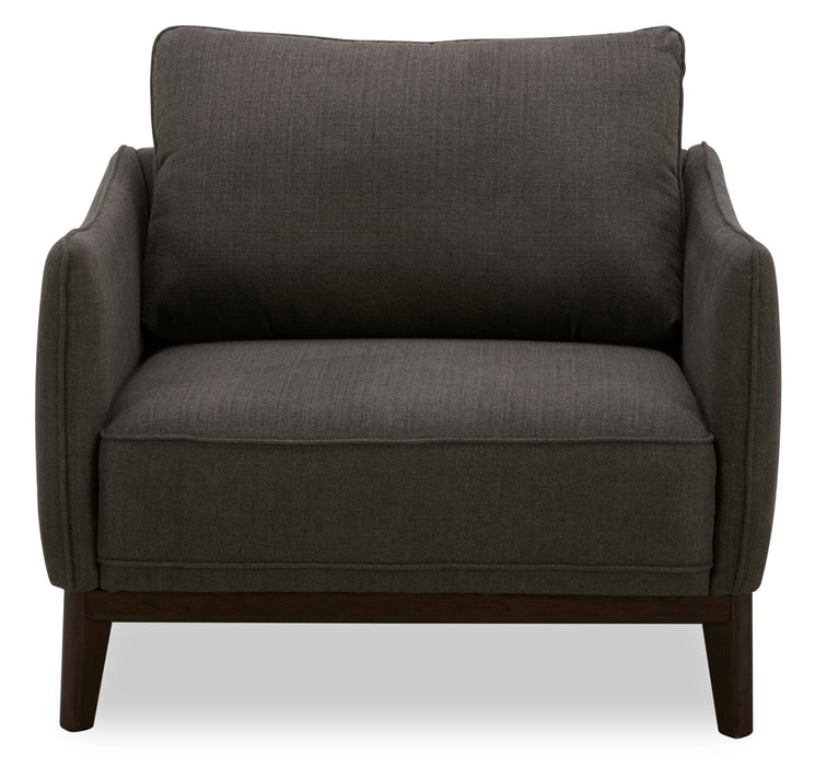 Cindy Crawford Home Gena 38.5\" Linen-Look Fabric Chair with Removable Back Cushion - Charcoal Grey