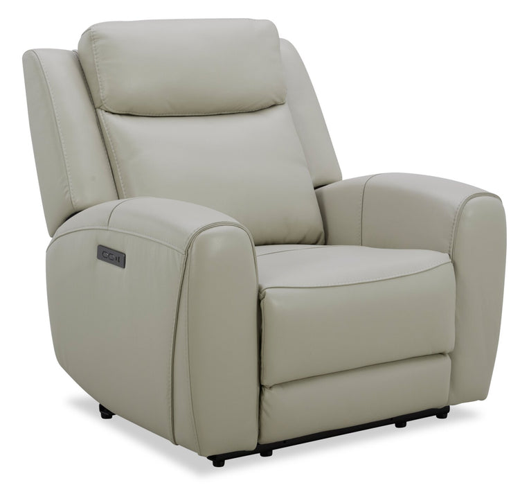 Reign 41.25\" Top-Grain Genuine Leather Power Reclining Chair with USB Port - Deltona Moonshine Taupe
