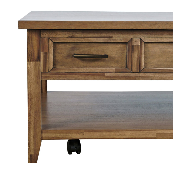 Nathan 47.25\" Rustic Lift Top Coffee Table with Storage and Casters - Light Brown