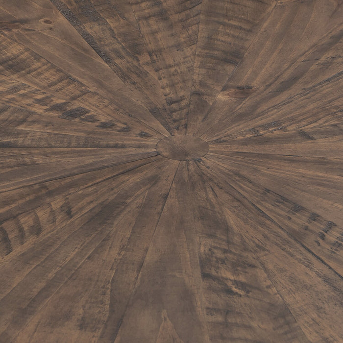 Kort & Co. Sol 24” Rustic Round Solid Pine Wood End Table - Brown