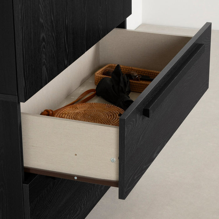 Alex Bedroom 2-Drawer Chest with Storage Cabinet, 33\"W x 68.5\"H - Black