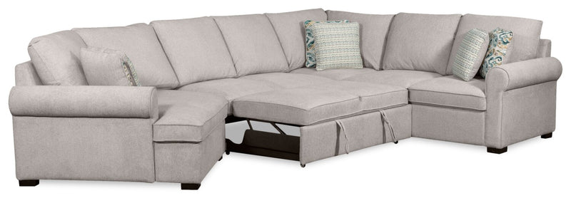 Scott Living Haven 3-Piece Left-Facing Chenille Fabric Cuddler Sleeper Sectional - Grey