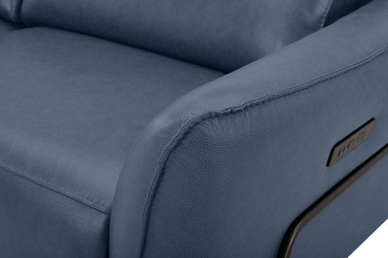 Riviera Top-Grain Genuine Leather Power Reclining Loveseat - Blue