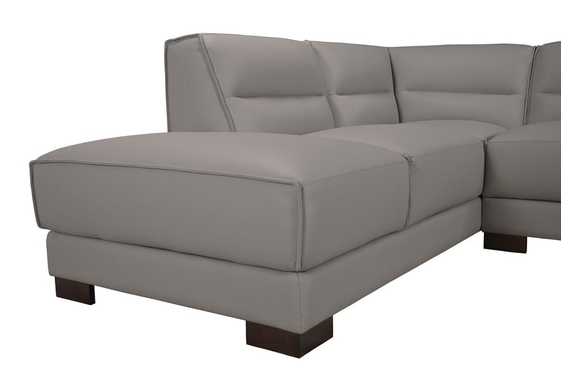 Citadel 2-Piece Left-Facing Top-Grain Genuine Leather Sectional with Wood Legs - Grey