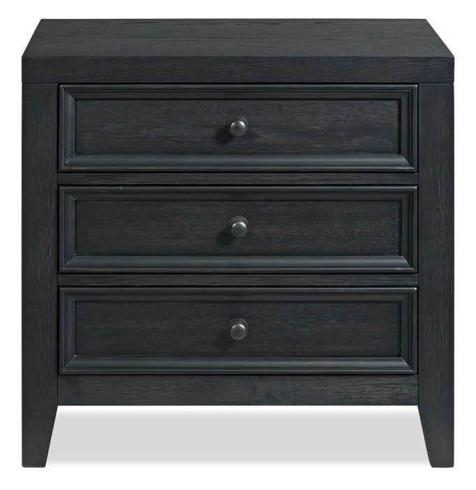 Casa Bedside 3-Drawer Nightstand with USB Port, 27\"W x 26.5\"H, Wood - Black