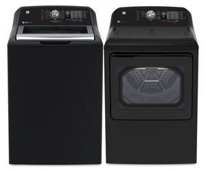 GE 5.3 Cu. Ft. Top Load Washer and 7.4 Cu. Ft. Electric Dryer – Diamond Grey