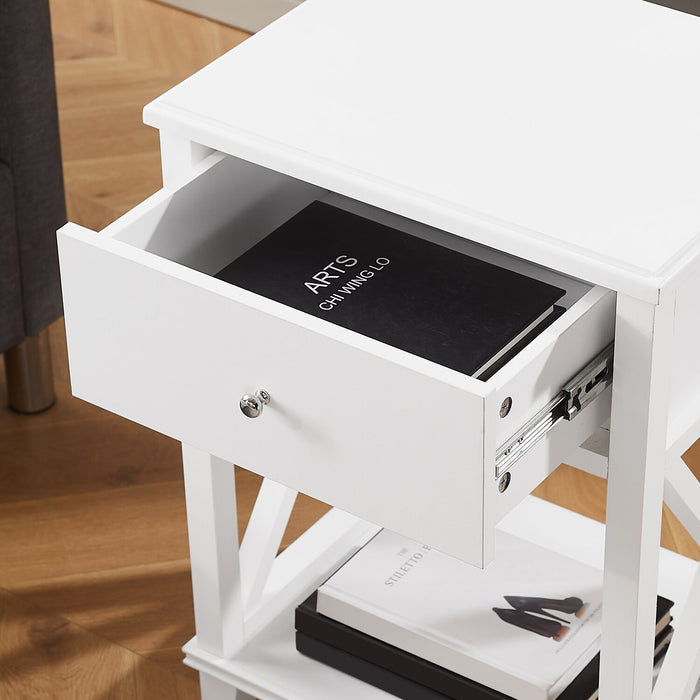 Elle Bedside 1-Drawer Nightstand, 18\"W x 25.75\"H - White