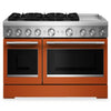 KitchenAid 6.3 Cu. Ft. 6 Burner Dual Fuel Range with Griddle – Scorched Orange - KFDD948SSC 