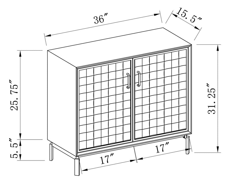 Alenna 36\" 2-Door Accent Cabinet - Black with Weathered White Doors