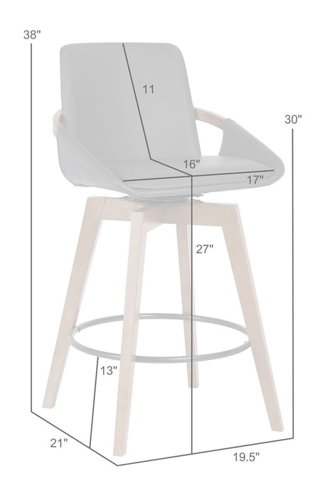 Apex Counter-Height Stool with Swivel Seat, Vegan Leather Fabric, Metal - Grey
