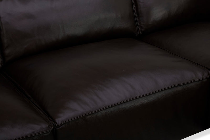 Sedona 3-Piece Genuine Leather Right-Facing Modular Sectional - Chocolate