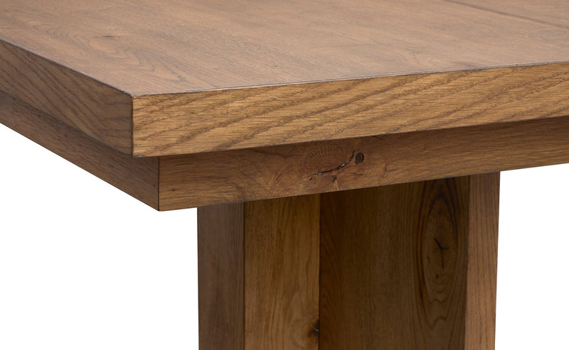 Scott Living Henri Dining Table with 66-84\"W Extension, Wood, Trestle Base - Brown