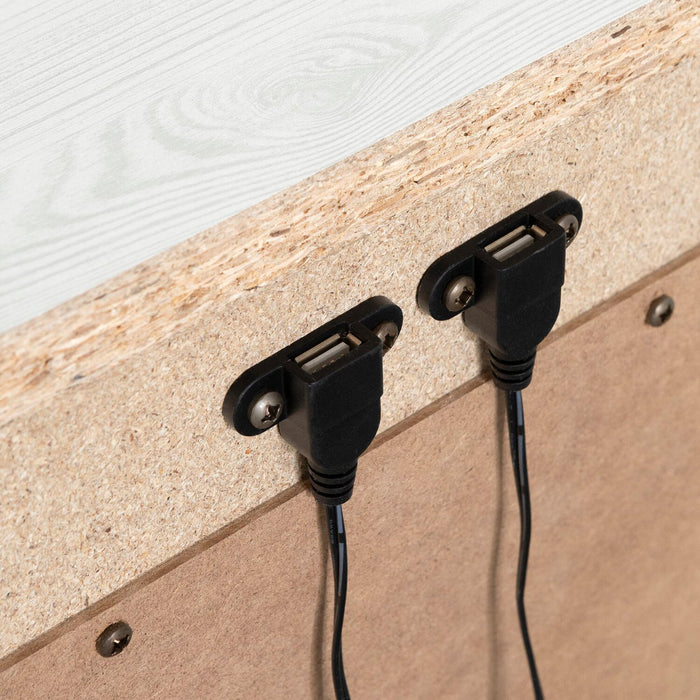 Everley Bedside  2-Drawer Nightstand with USB Port, 19.5\"W - White