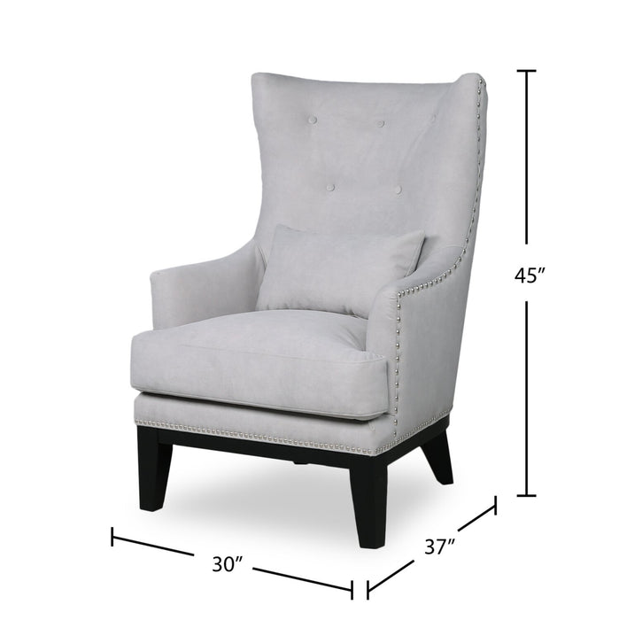 Haden 30\" Faux Suede Fabric Accent Chair with Wood Base and Nailhead Trim - Walks Dove Grey