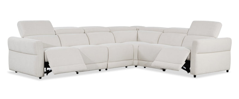 Cindy Crawford Home Aspen 4-Piece Power Reclining Sectional with Armless Chair and USB Port - Alabaster