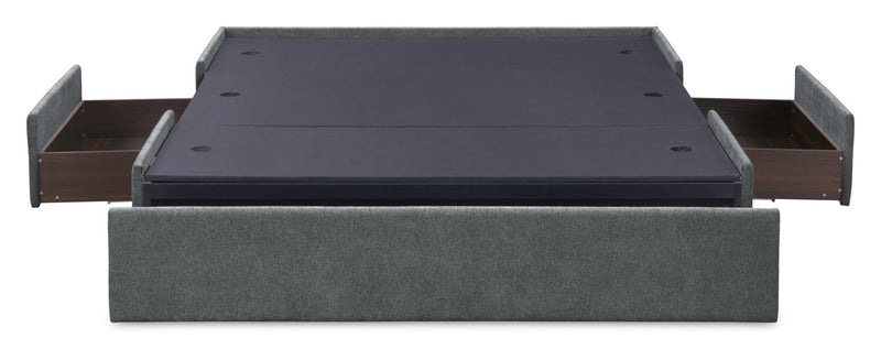 Amos Charcoal Upholstered Storage Bed Base - King