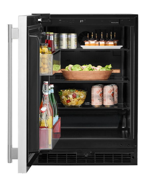 KitchenAid 24\" Panel-Ready Undercounter Refrigerator – Black and Stainless Steel - KURL124SSB