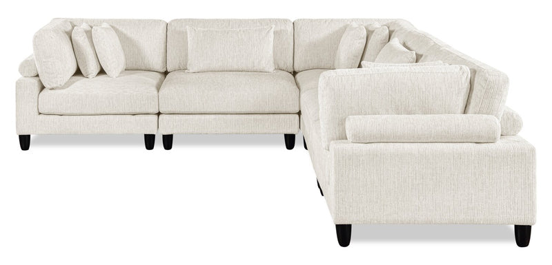 Lounge 5-Piece Chenille Modular Sectional – Beige 