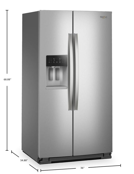 Whirlpool 36\" 28.7 Cu. Ft. Side-by-Side Refrigerator - Fingerprint-Resistant Stainless - WRSF5536RZ