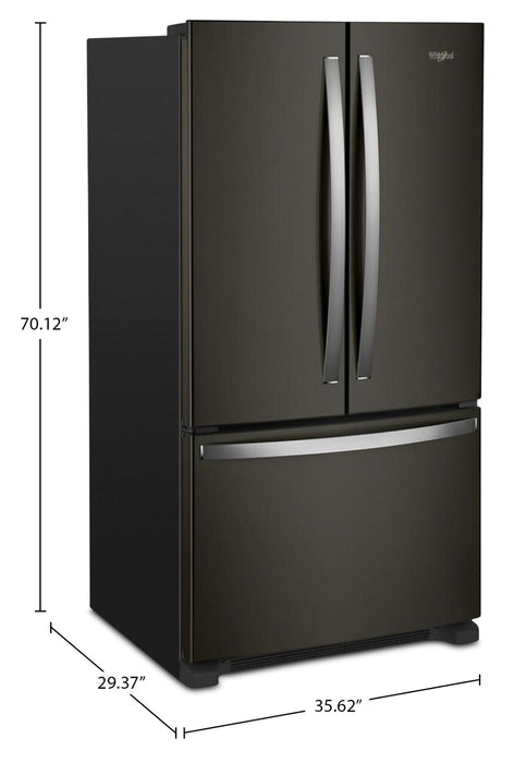 Whirlpool 36\" 20 Cu. Ft. Counter-Depth French-Door Refrigerator - Black Stainless Steel - WRFC2036RV