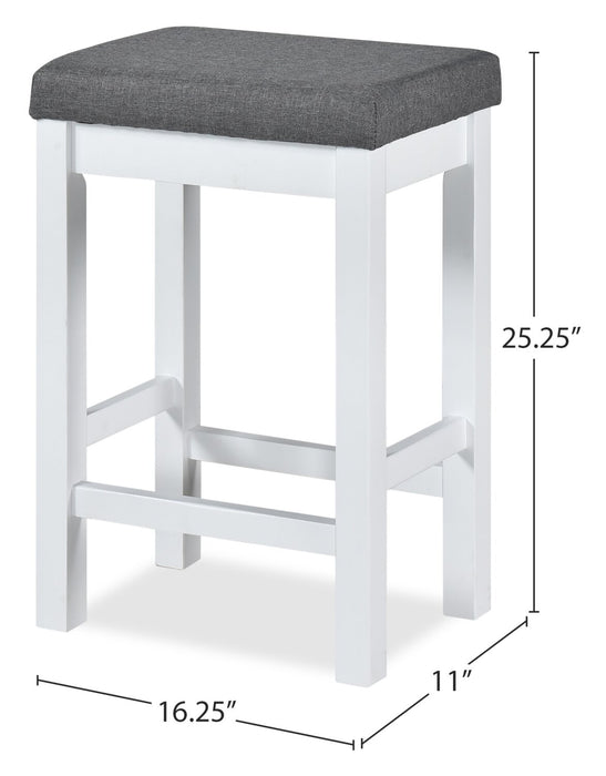 Noah 60” Modern Dinette with 3 Counter-Height Stools and USB Ports - White