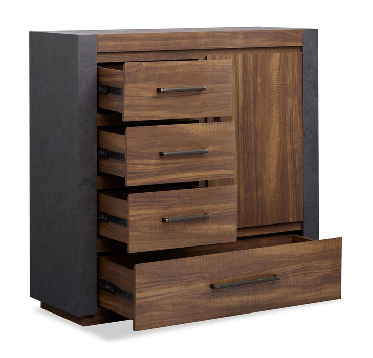 Scott Living Dante Bedroom 4-Drawer Chest with Storage Cabinet, 46\"W x 45\"H - Brown
