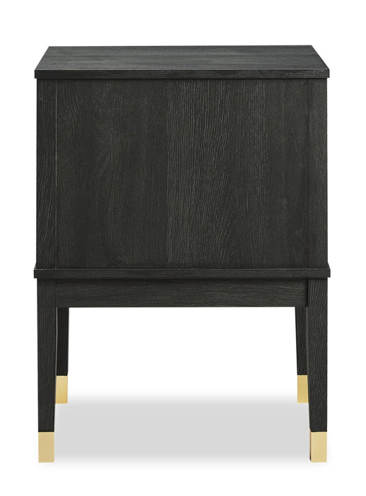 Alia Bedside 2-Drawer Nightstand with Gold Accent, 18\"W x 25.75\"H - Black