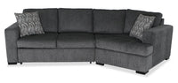 Made in Canada Legend 2-Piece Right-Facing Chenille Fabric Cuddler Sleeper Sectional - Pepper Grey 