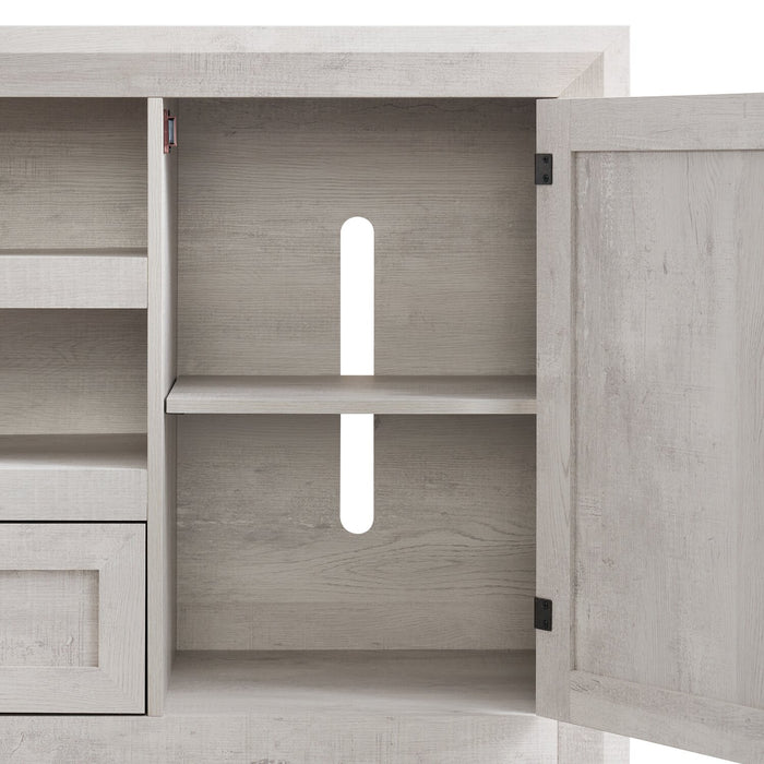 Scott Living Hayward 70” Modern TV Stand with Storage and Cable Management for TVs up to 75” - White