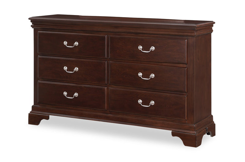 Marco 6pc Bedroom Set with Bed, Dresser, Mirror & Nightstand, Cherry Brown - King Size