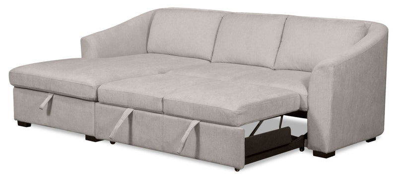 Envy 2-Piece Left-Facing Chenille Fabric Sleeper Sectional with Storage Chaise - Fog Grey
