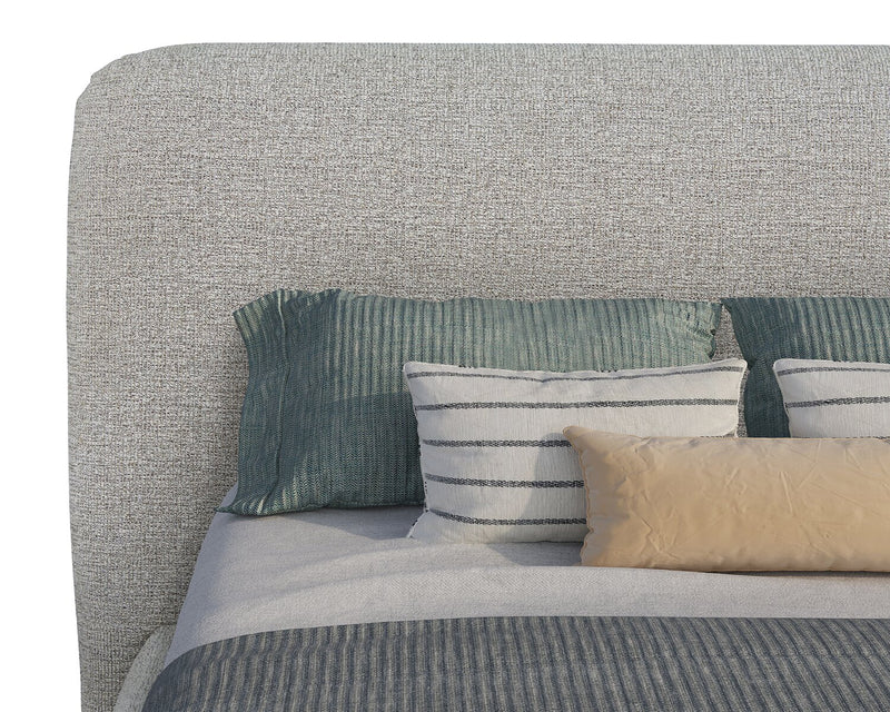 Luka Upholstered Platform Bed in Grey Polyester Fabric, Modern - Full Size