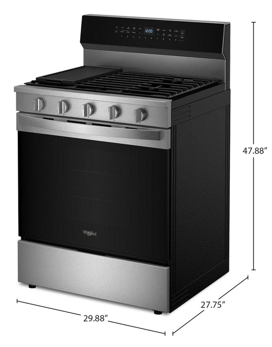 Whirlpool 5 Cu. Ft. Smart Gas Range with Air Fry and Self-Clean - Stainless Steel - WFGS7530RZ