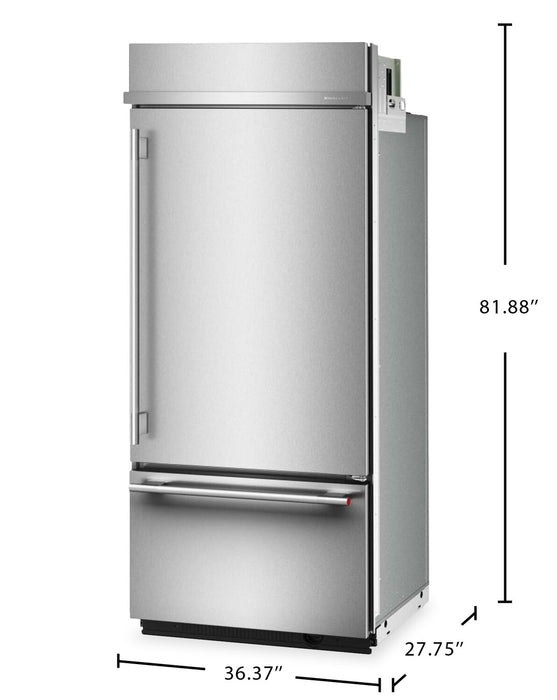 KitchenAid 36\" 20.8 Cu. Ft. Built-In Bottom Mount Refrigerator - PrintShield Stainless Steel - KBBR336SPS