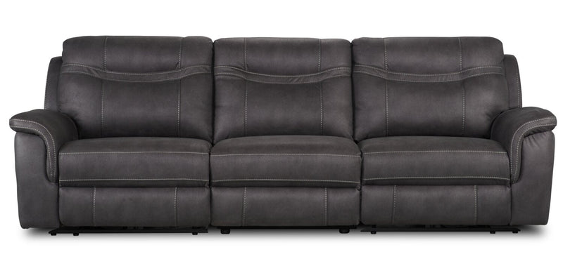 Floy 116.5\" Faux Suede Power Reclining Sofa with Power Headrests and USB Ports - Grey